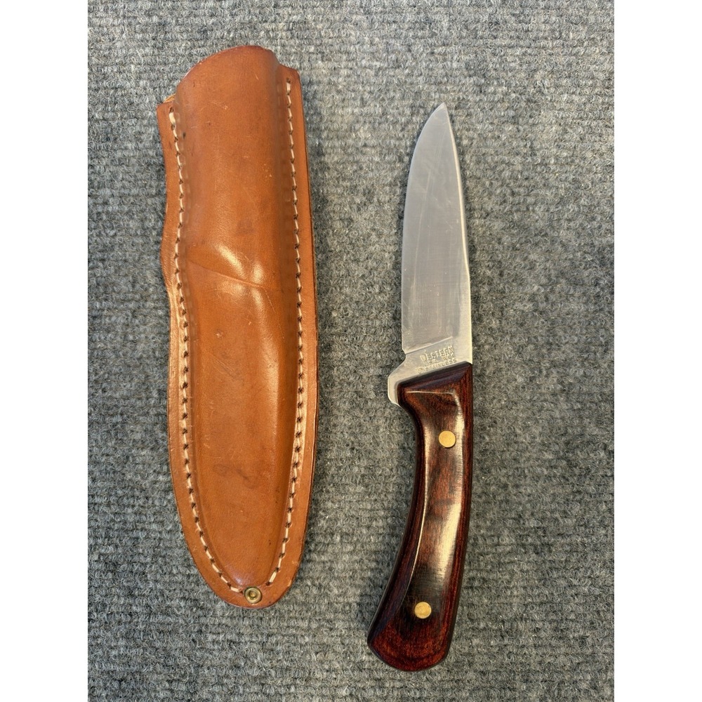 Western W84 Hunting Knife 4" W84 Stainless Blade Wood Handle w/ Leather Sheath